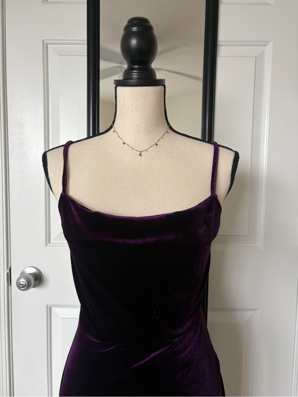 Xtraordinary Velvet Cowl Neck Slip Dress - Plum Purple